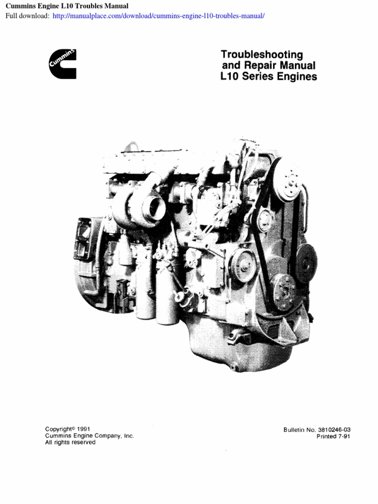Cummins Engine l10 Troubles Manual | PDF | Engines | Litre