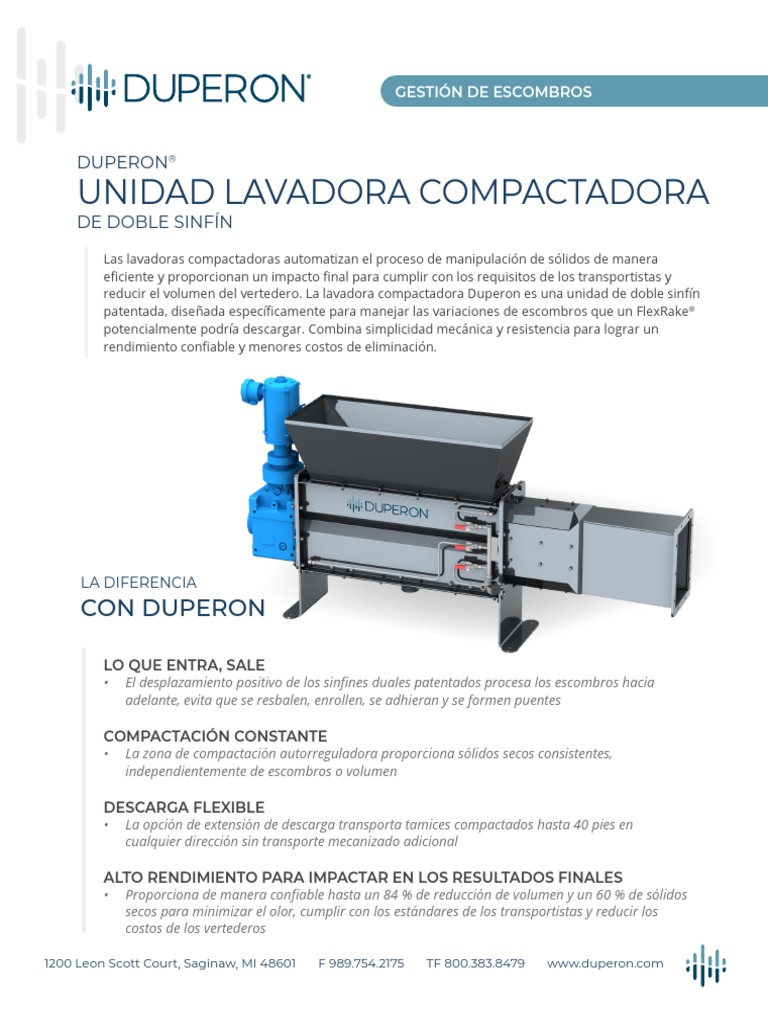 MK P01 F20 00 Duperon Washer Compactor PI Sheet Spanish PDF Residuos Lavadora