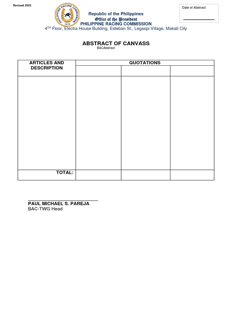 Abstract of Canvass | PDF
