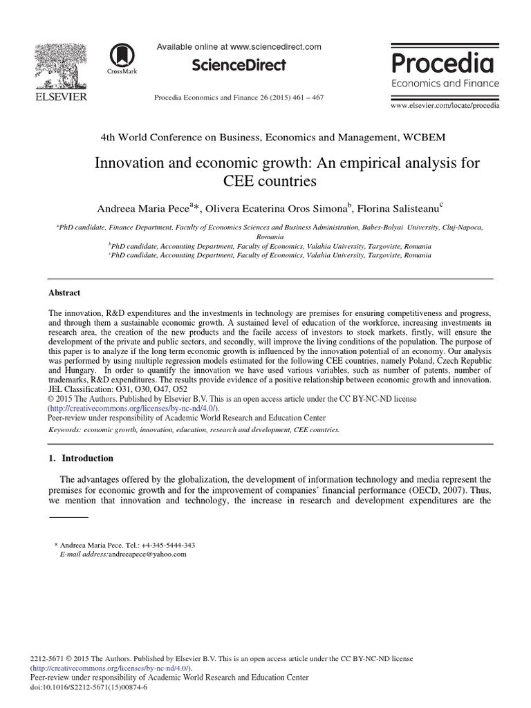 Innovation's Impact on CEE Economic Growth | PDF | Economic Growth ...