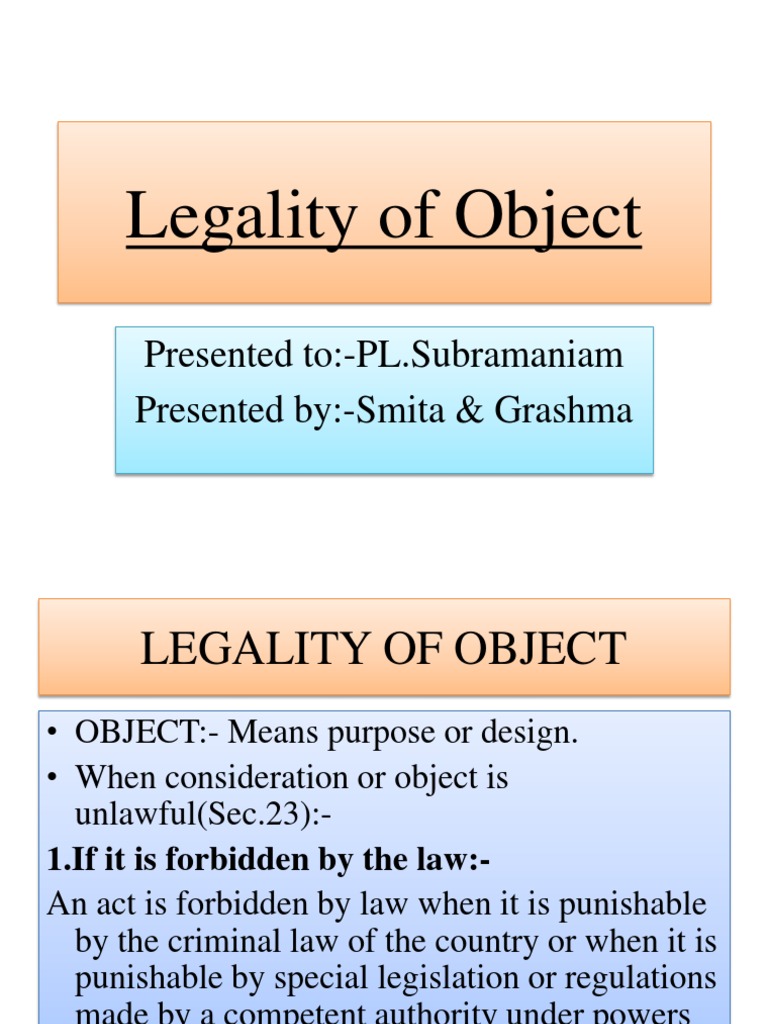 Legality of Object in Contracts | PDF | Fraud | Business Law