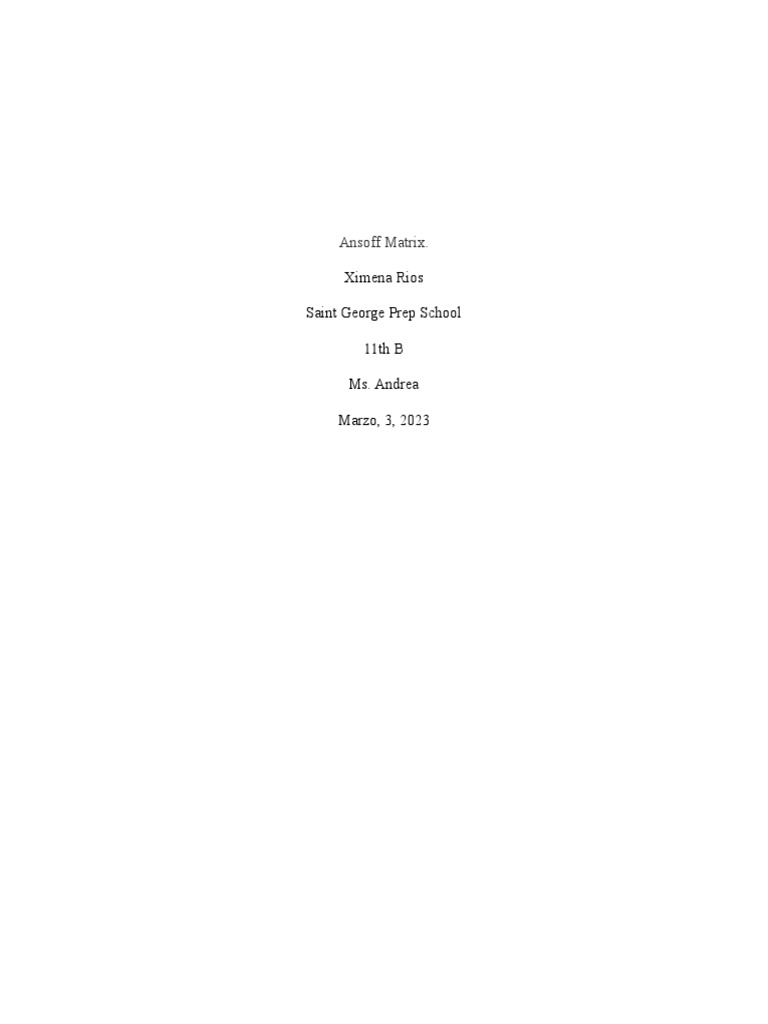 Ansoff Matrix | PDF | Target Audience | Market (Economics)