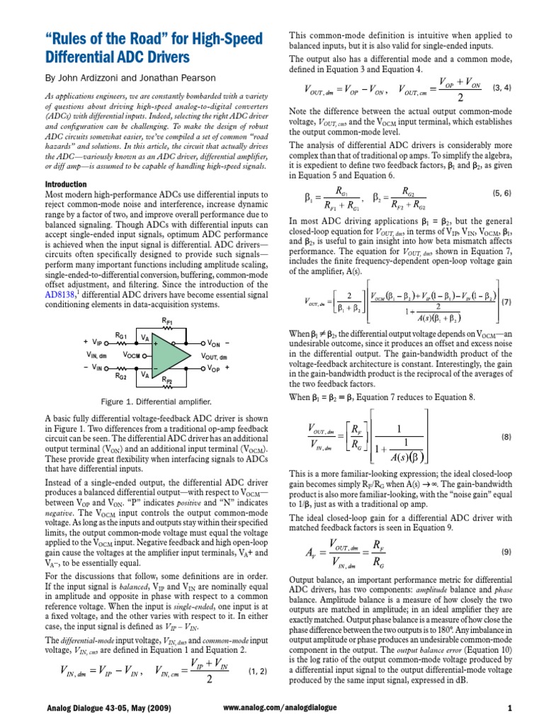 High-Speed ADC Driver Design Guide | PDF | Analog To Digital Converter ...