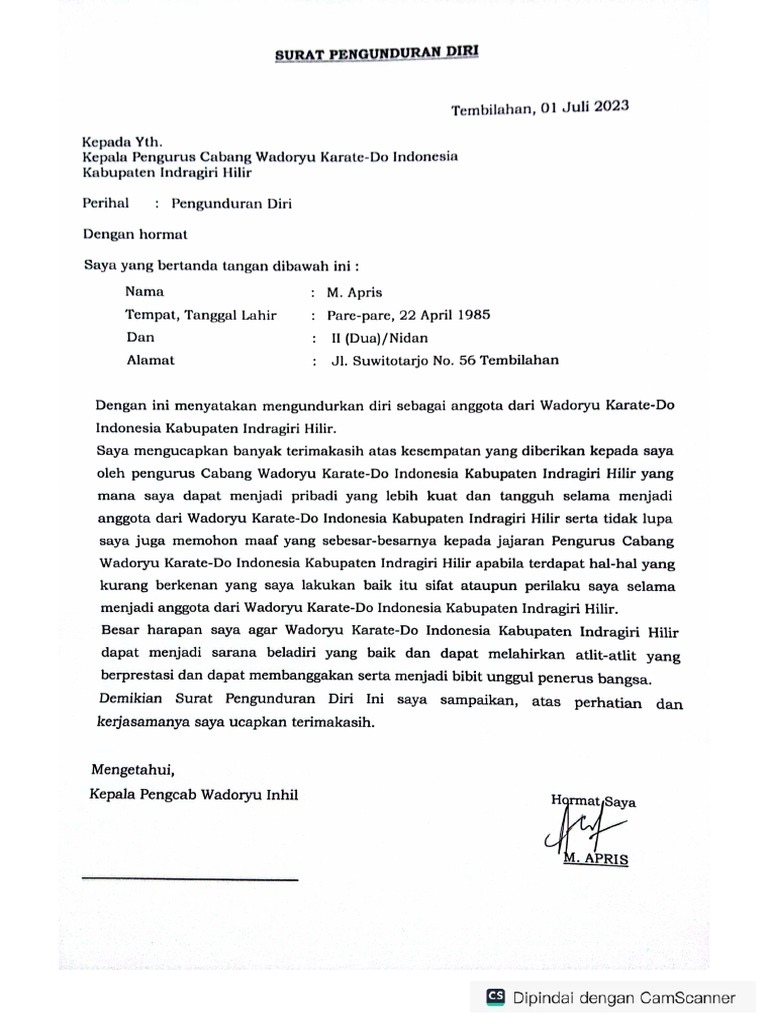 Surat Pengunduran Diri PDF