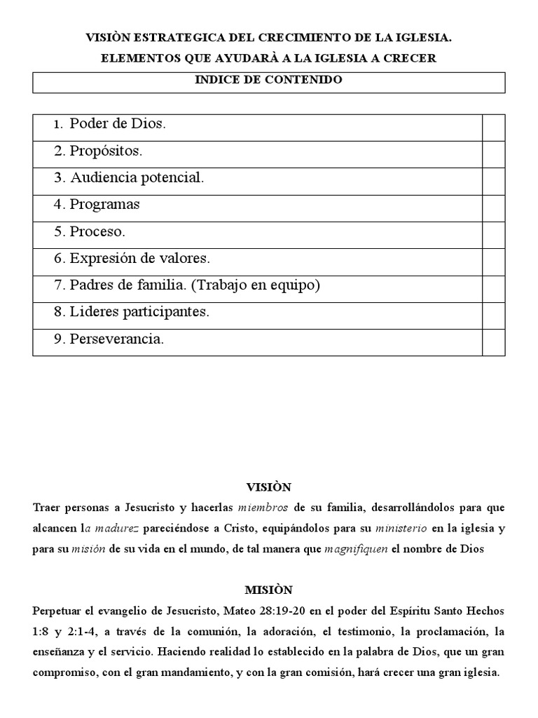 Visiòn Estrategica Del Crecimiento de La Iglesia | PDF | Cristo (título ...