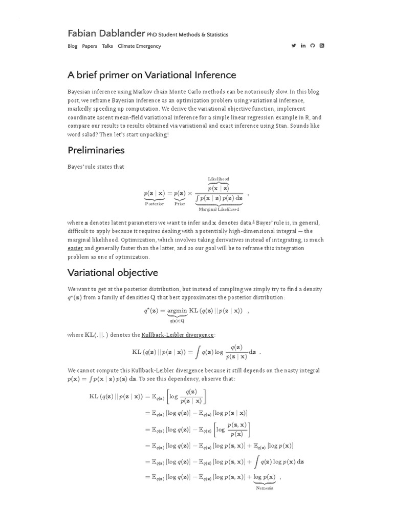A Brief Primer On Variational Inference - Fabian Dablander | PDF ...