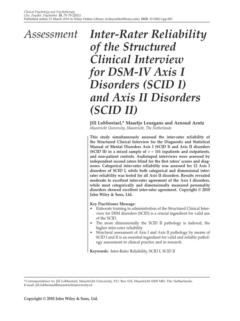 Scid Ii | PDF | Diagnostic And Statistical Manual Of Mental Disorders ...