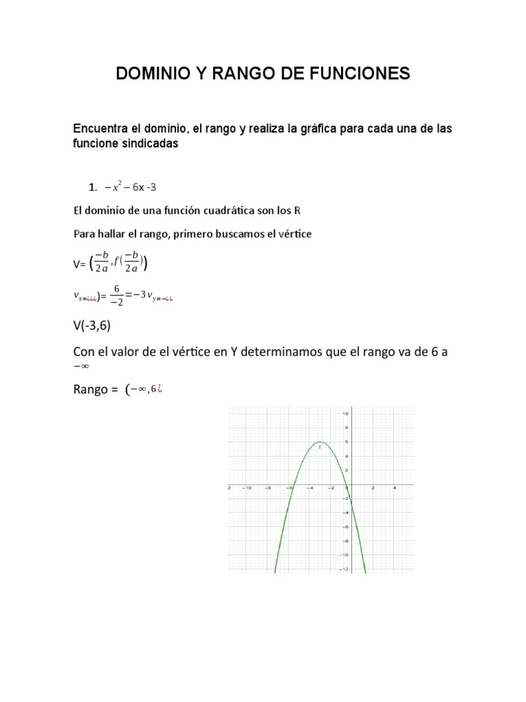Dominio y Rango de Funciones Matemáticas | PDF | Análisis complejo ...