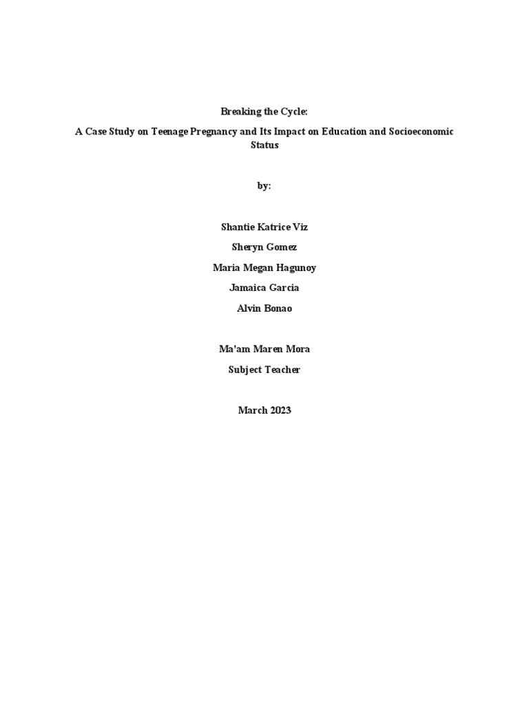 Case Study PDF Teenage Pregnancy Socioeconomic Status