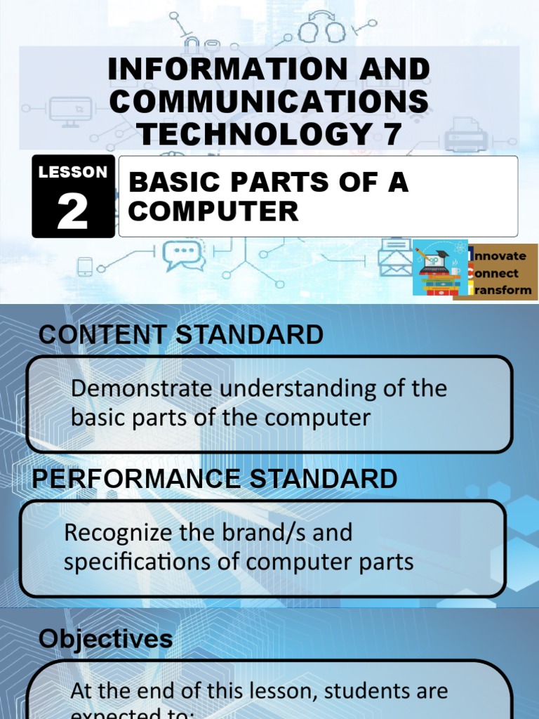 LESSON 2 Basic Parts of a Computer | PDF | Computer Monitor | Desktop ...
