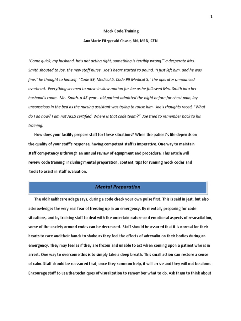 Mock Code Training for Healthcare Staff | PDF | Simulation | Artificial ...