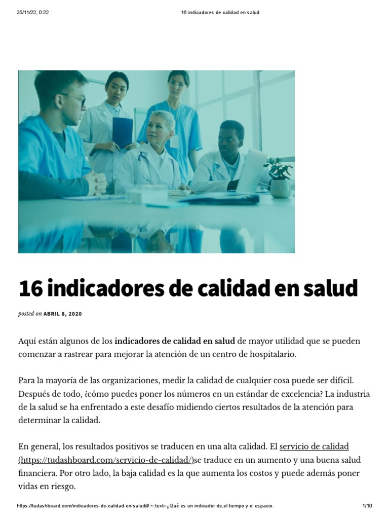 16 Indicadores de Calidad en Salud | PDF | Hospital | Cirugía