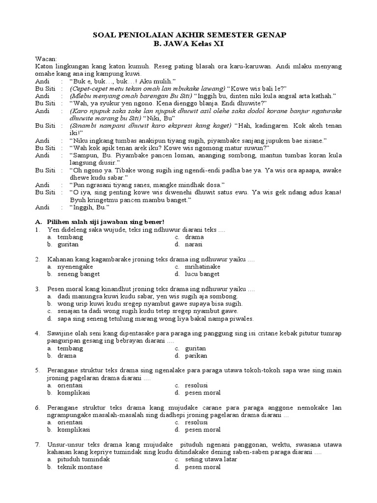 SOAL B.Jawa KELAS 9,2atau 11 PDF