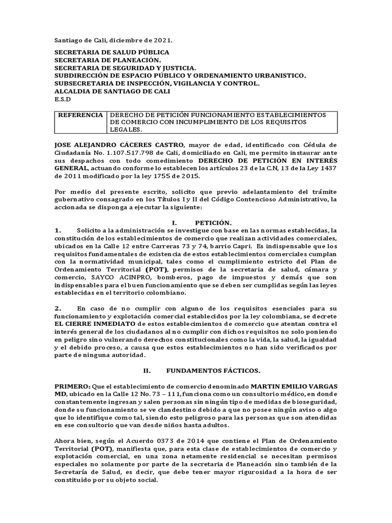 Derecho Petici n MD Medicina PDF Petici n Gobierno