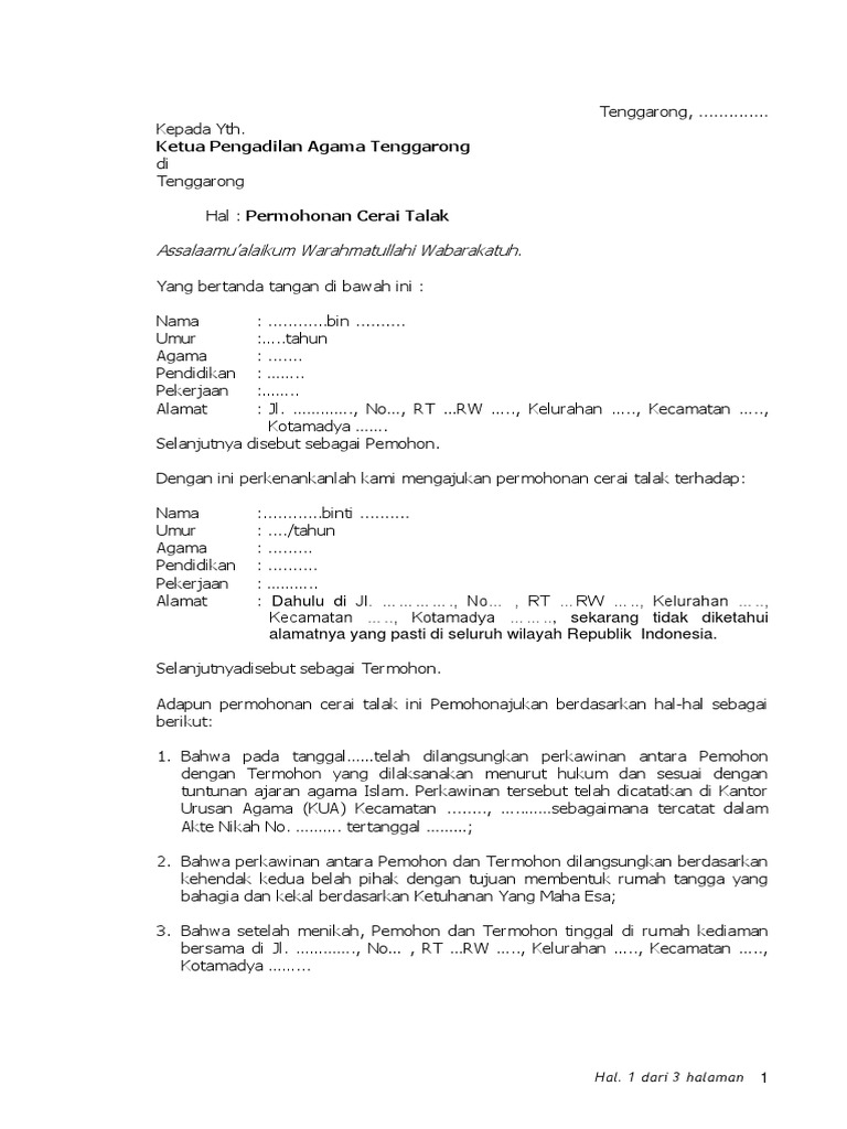 Format Cerai Talak Ghaib PDF | PDF