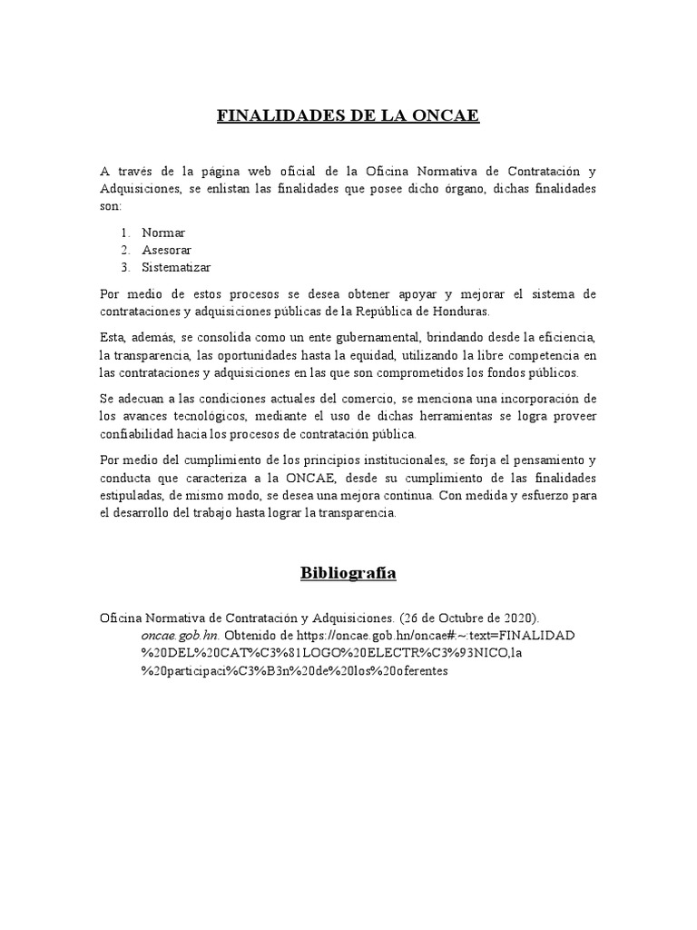 Finalidades de La Oncae | PDF