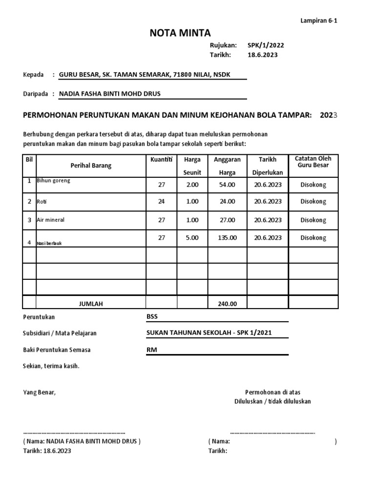 NOTA MINTA 1 | PDF