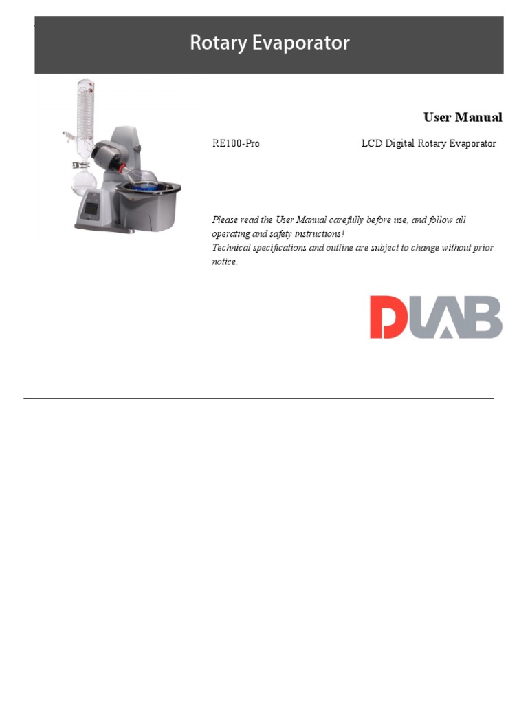 DLAB RotaryEvaporator RE100Pro Manual PDF Distillation