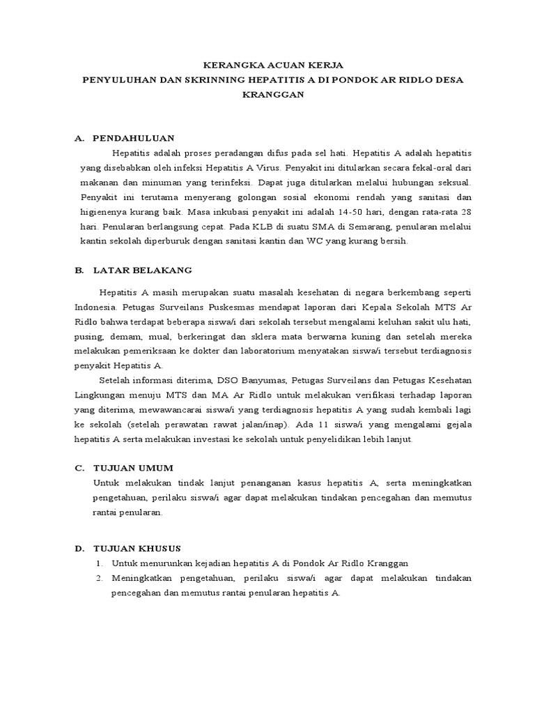 Kerangka acuan kerja hepatitis a pdf