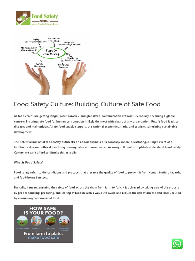 (E Article) Food Safety Culture Building Culture of Safe Food Food Safety Works PDF