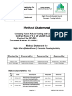 Method Statement For Night Work (Extended Hours) Concrete Pouring Activity Ver. 02