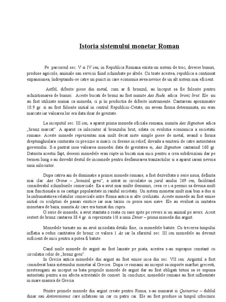 Istoria Sistemului Monetar Roman | PDF