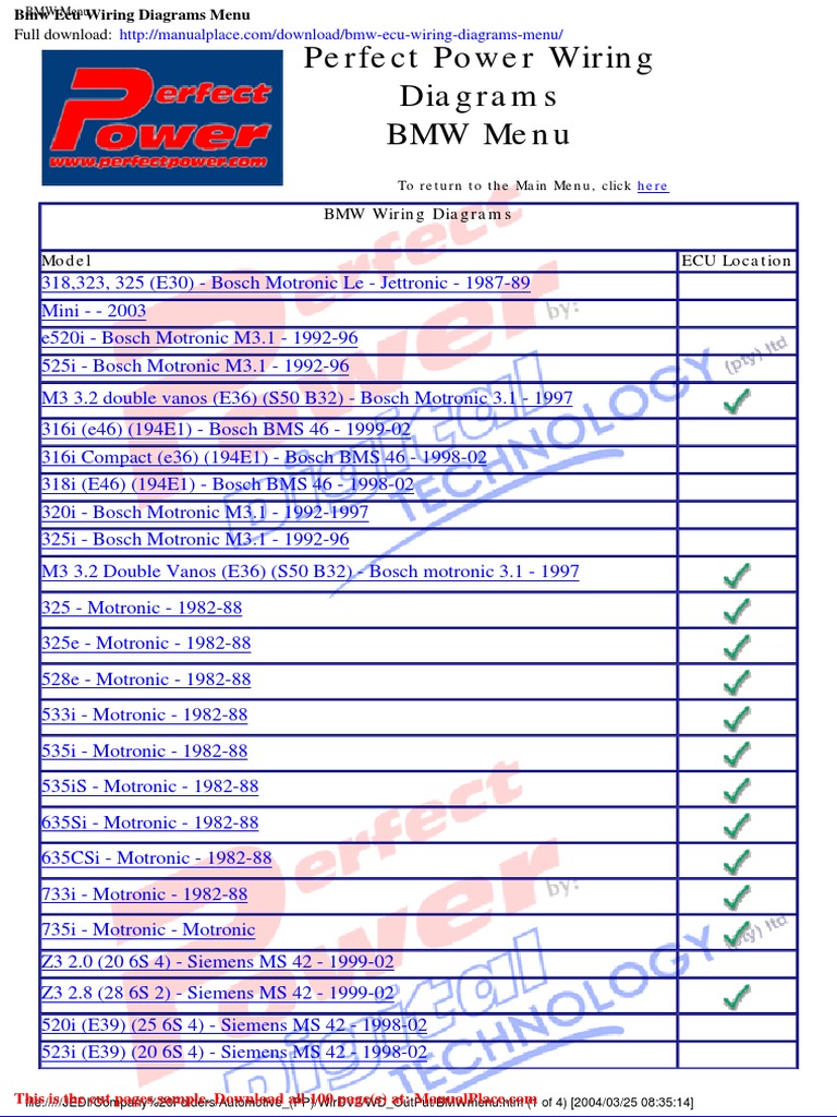 BMW Ecu Wiring Diagrams Menu PDF