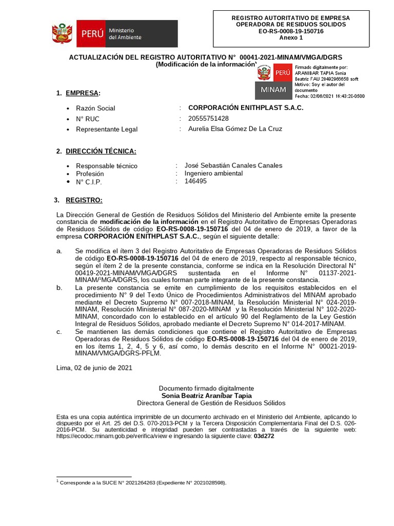 Modificación Registro Autoritativo 150716 | PDF | Economias