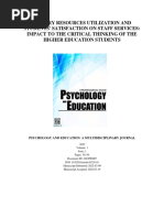 Library Resources Utilization and Students' Satisfaction On Staff Services: Impact To The Critical Thinking of The Higher Education Students