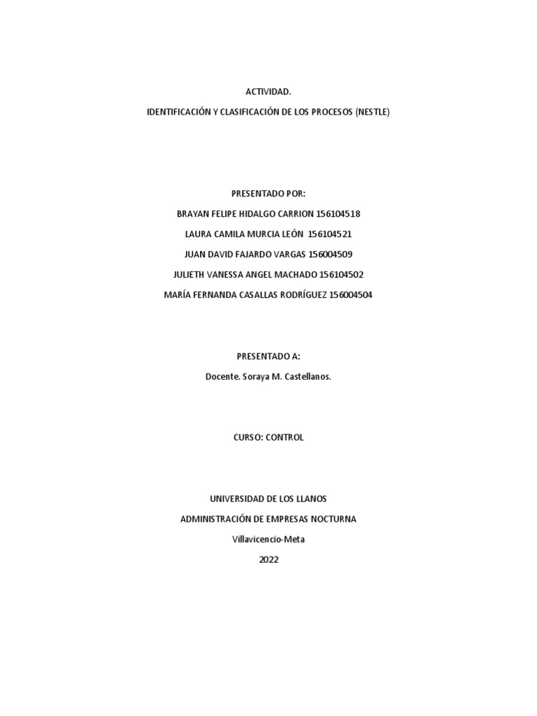 ACTIVIDAD IDENTIFICACIÓN DE PROCESOS PDF