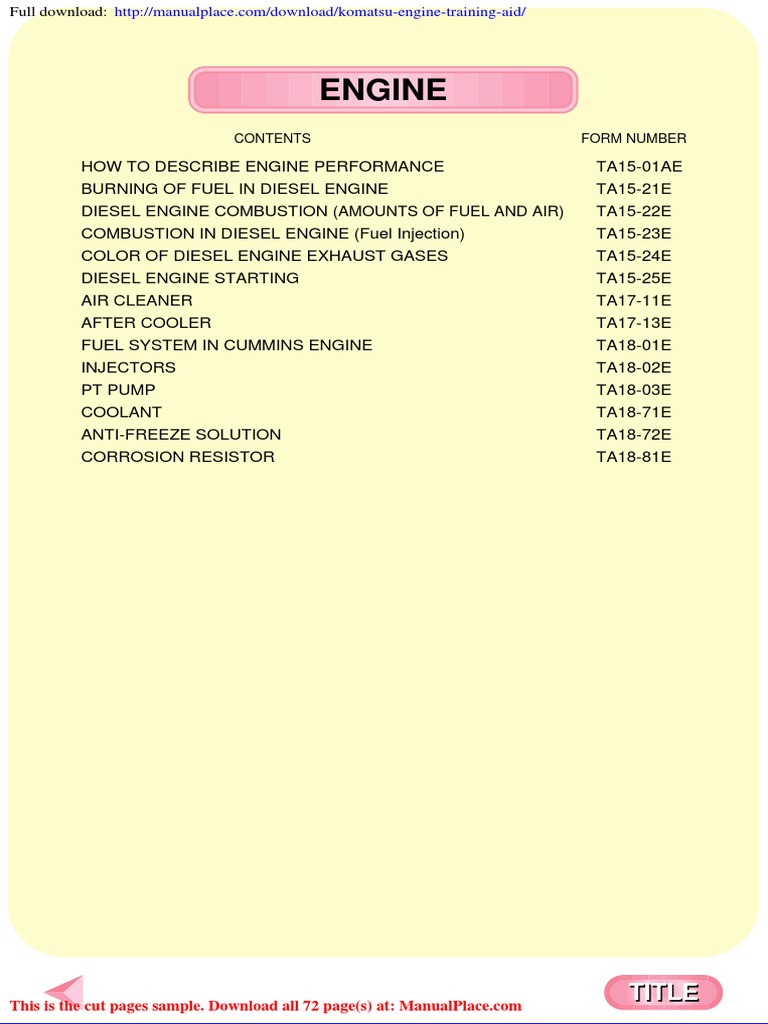 Komatsu Engine Training Aid PDF