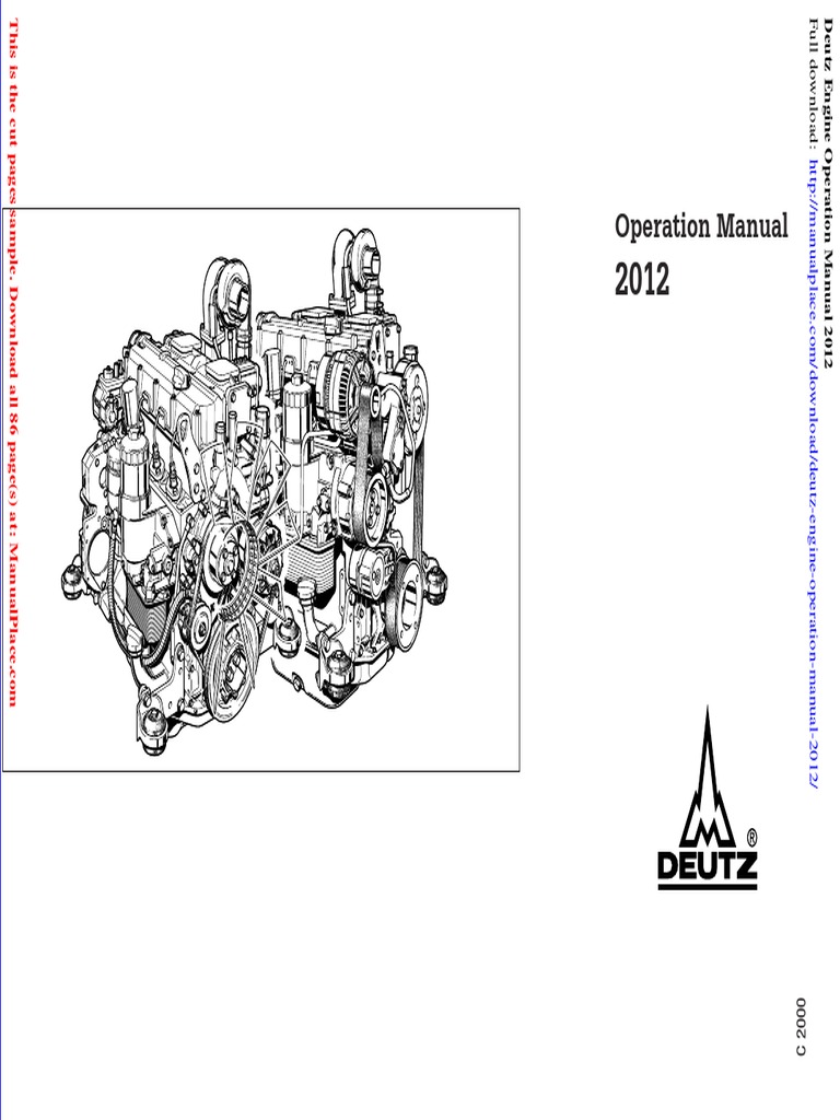 Deutz Engine Operation Manual 2012 | PDF | Belt (Mechanical) | Motor Oil