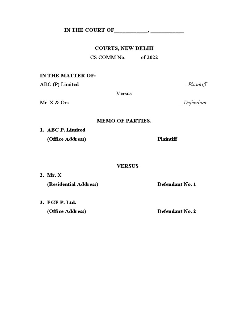 Draft Suit For Injunction Pdf Injunction Lawsuit