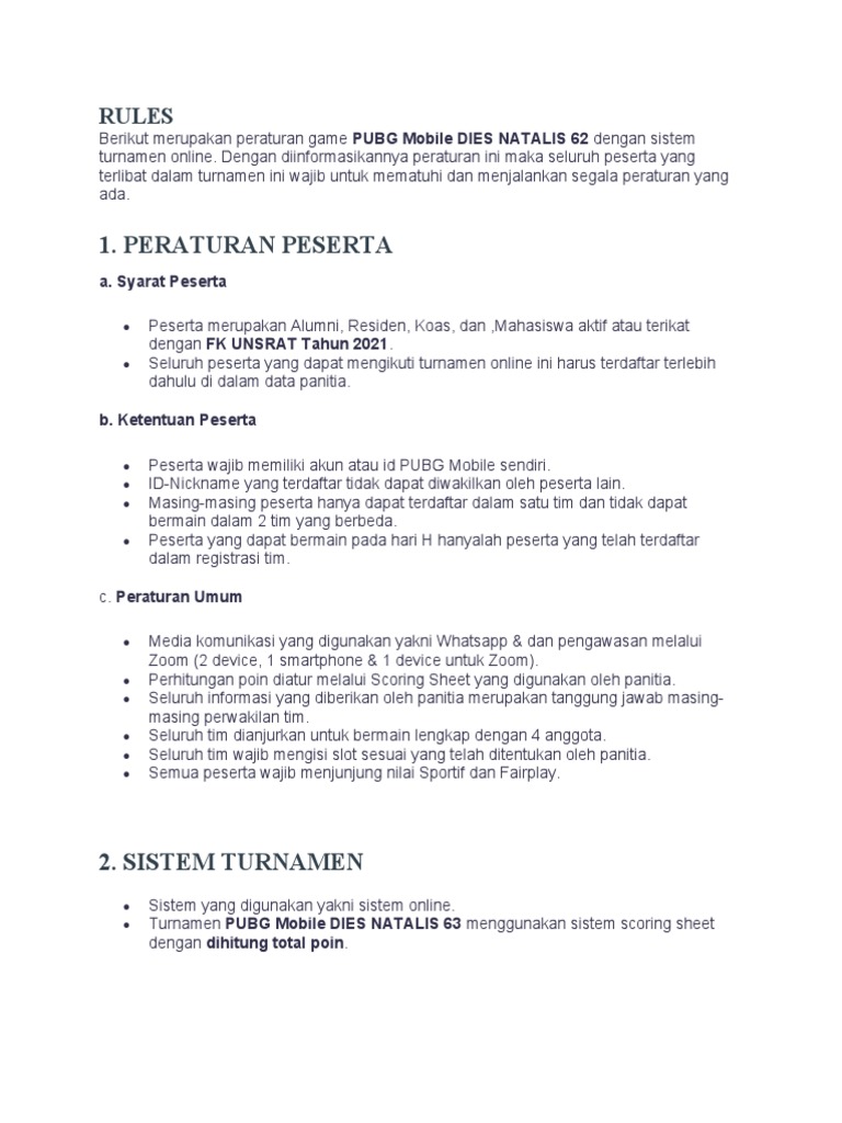 Rules Pubg Dies | PDF
