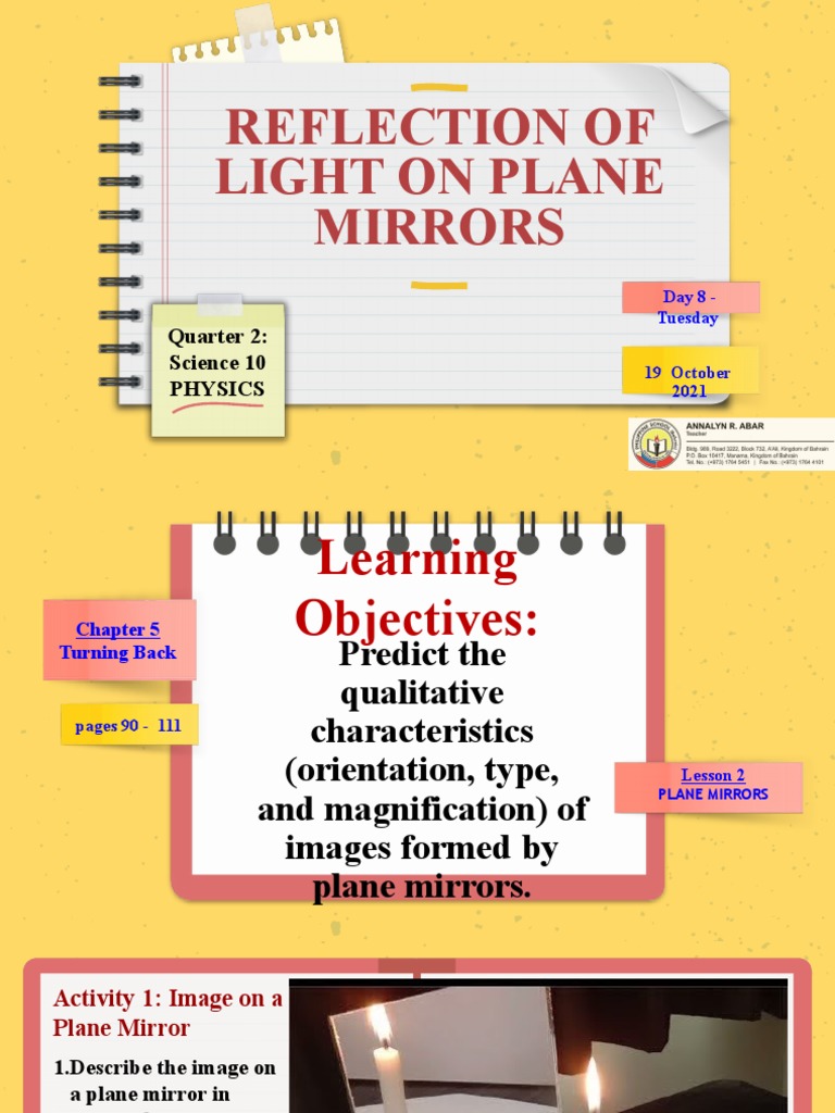 Characteristics of Plane Mirror Images | PDF | Mirror | Reflection ...