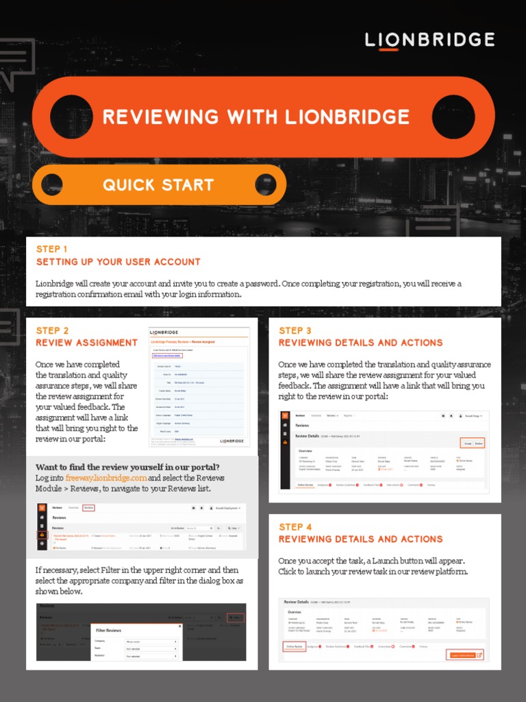 Lionbridge Quick Start Guide Online Review Tool PDF Login World