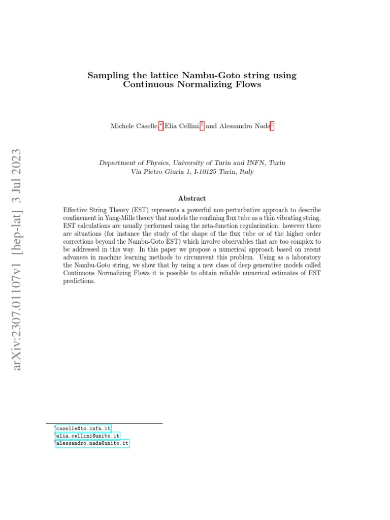 Sampling the lattice nambu goto string using continuous normalizing