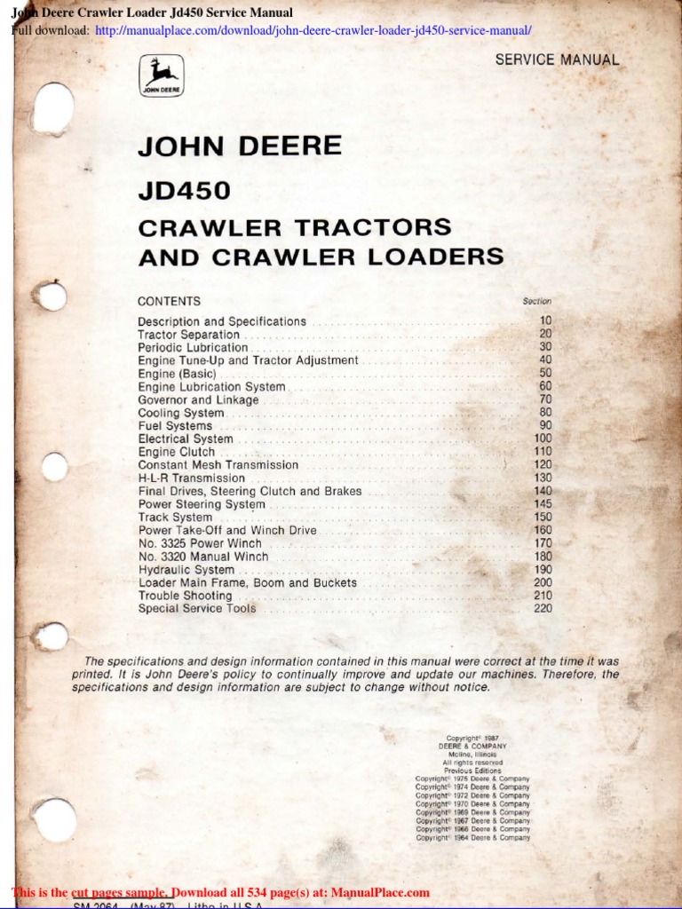 JOHN DEERE 450 DOZER SERVICE MANUAL PDF visual data 5