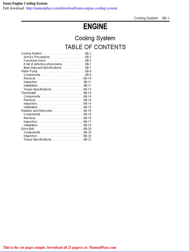 Isuzu Engine Cooling System PDF Heat Transfer Energy Conversion