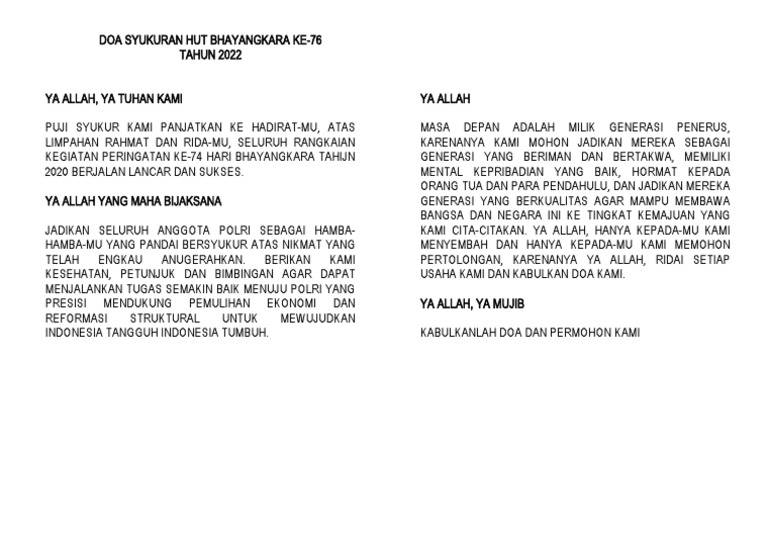 Doa Syukuran Hut Bhayangkara Pdf