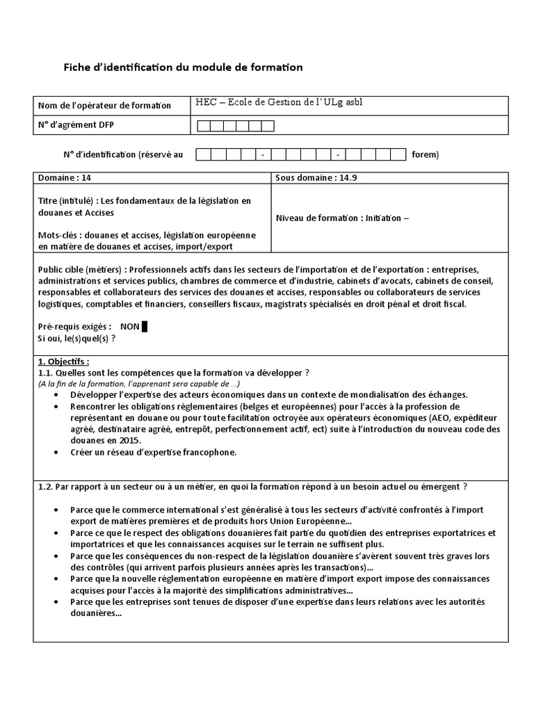 Les Fondamentaux de Douanes Et Accises | PDF