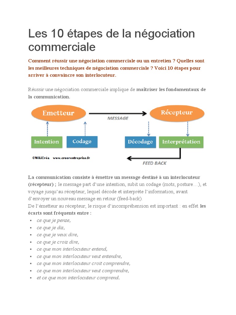 10 étapes clés de la négociation commerciale | PDF | la communication
