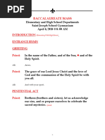 Elementary and High School Graduation Mass
