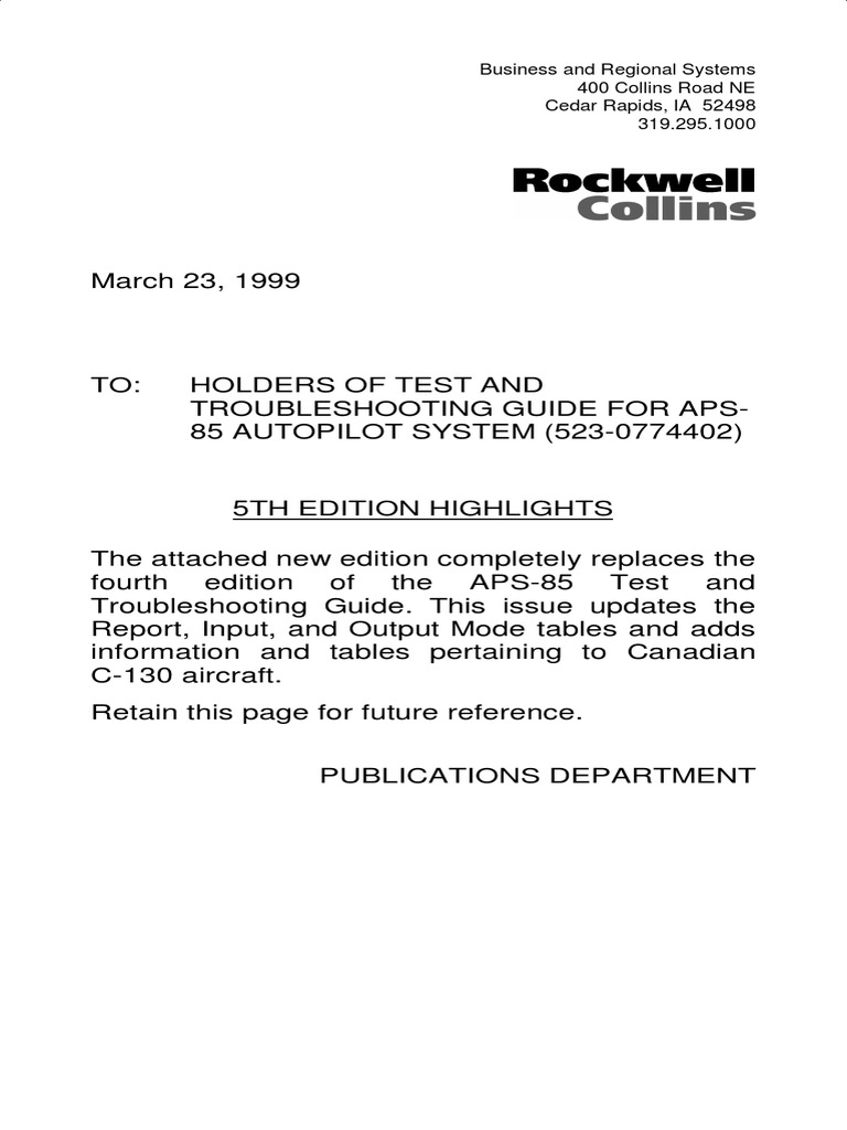 AutoPilotS 85 Diagnostics PDF Parameter Programming