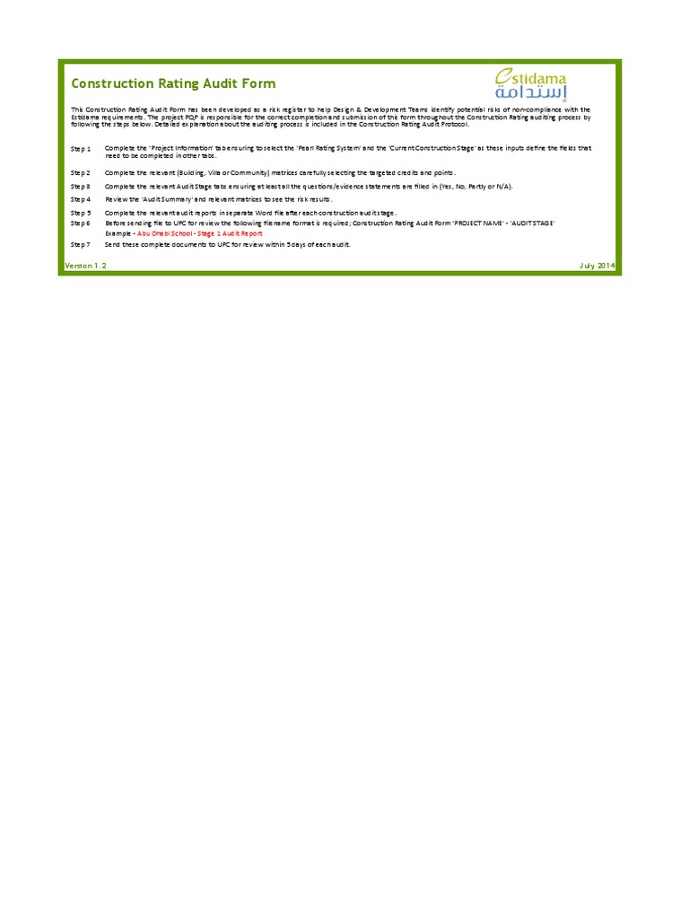 Construction Rating Audit Form V 12 | Download Free PDF | Audit | Waste ...