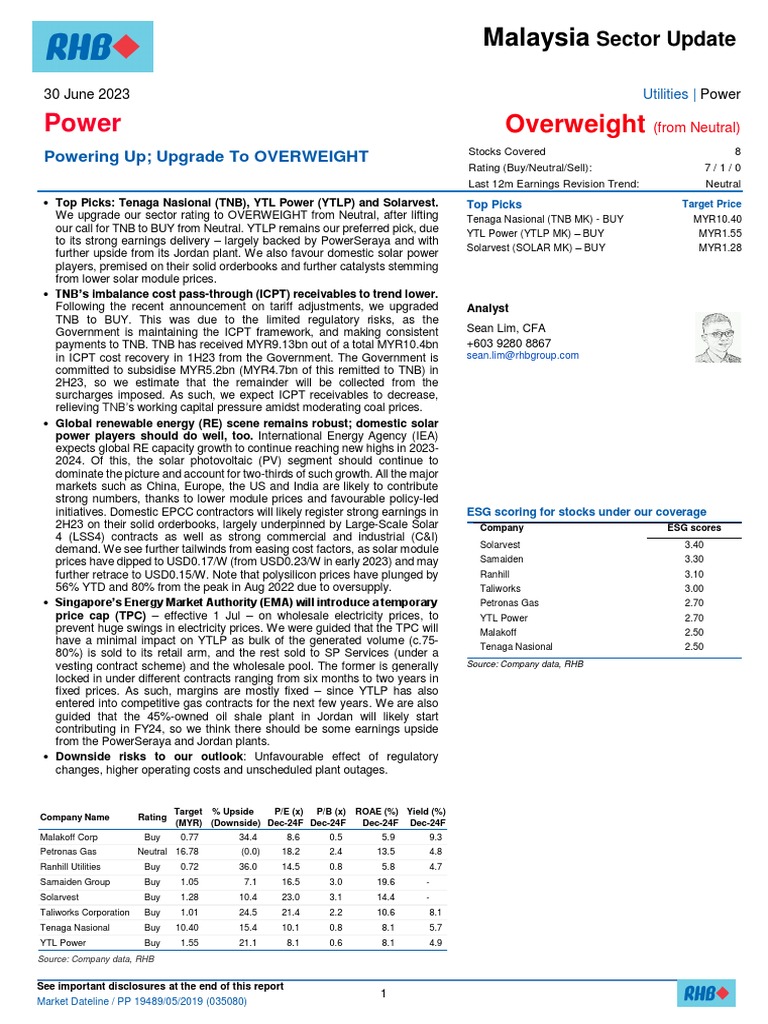 RHB Report My Utilities Power Sector Update 20230630 RHB ...