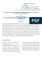 Evaluation of The Old Testament Prophetism and Biblical Paradigm of The Schools of The Prophets