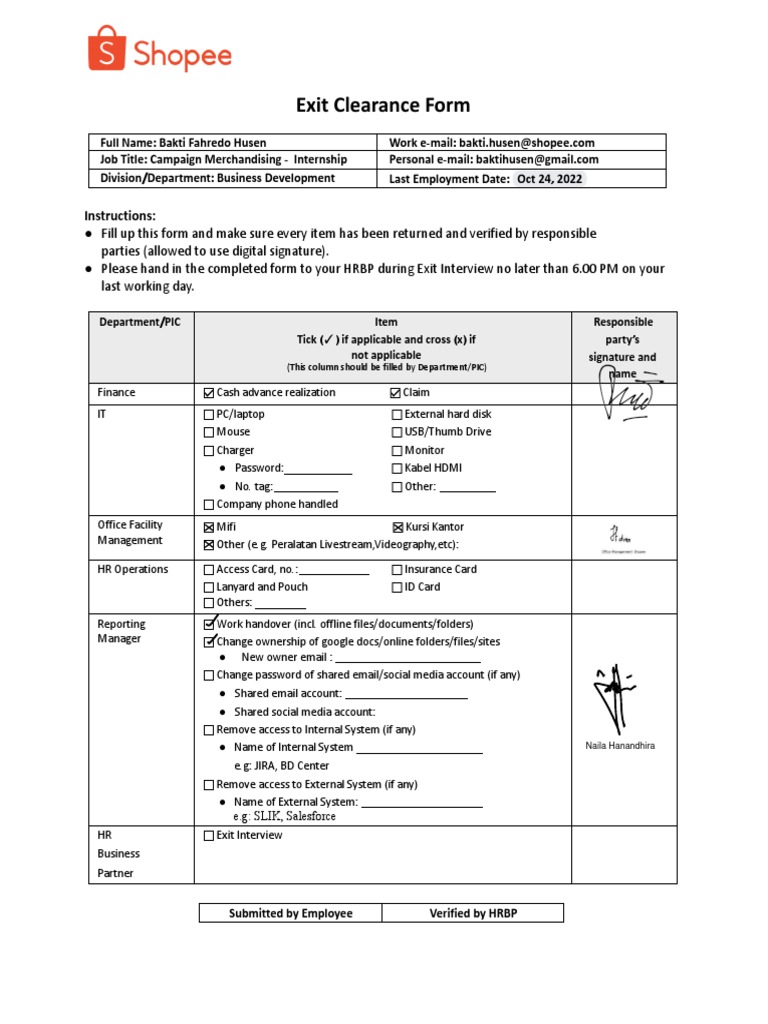 Exit Clearance Form for Interns | PDF | Computing | Computer Engineering