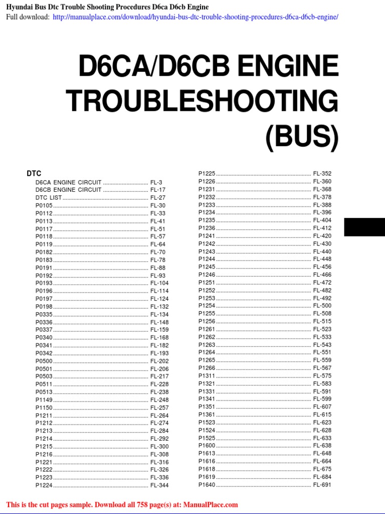 Hyundai Bus DTC Trouble Shooting Procedures D6ca d6cb Engine PDF