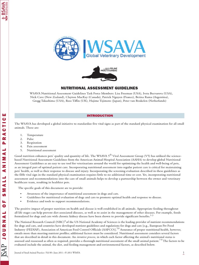 WSAVA Nutritional Assessment Guidelines | PDF | Diet (Nutrition) | Diet ...
